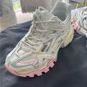 Balenciaga sneakers with white, pink, and yellow accents *Authentic*